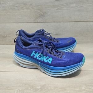 HOKA One One Men Bondi 8 Blue Running Shoes Athletic Sneakers Sz 11.5D